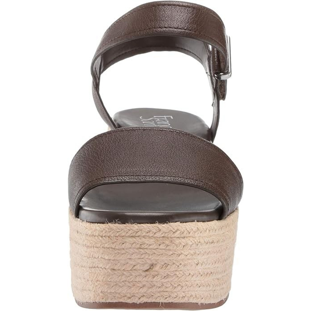 Franco Sarto Women BROWN OLIVE LEATHER Sandals Espadrille Wedge Platform 9 M - Picture 7 of 13